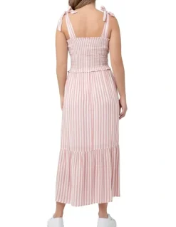 Ripe Ollie Smocked Dress in Terracotta/White