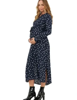 Ripe Spot Shirt Dress in Navy/White