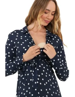 Ripe Spot Shirt Dress in Navy/White