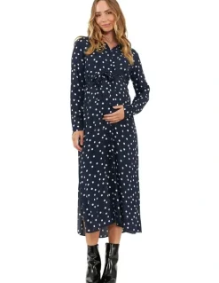 Ripe Spot Shirt Dress in Navy/White
