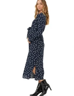 Ripe Spot Shirt Dress in Navy/White