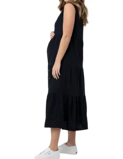 Ripe Tracy Tiered Linen Dress in Navy