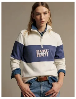 R.M.Williams Trickett Panel Sweatshirt in Ivory