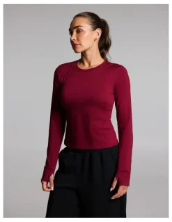 Rockwear Activate Brushed Long Sleeve Top in Ruby