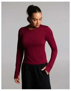 Rockwear Activate Brushed Long Sleeve Top in Ruby