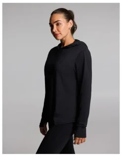 Rockwear Activate Brushed Hooded Long Sleeve Top in Black