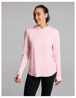 Rockwear Activate Brushed Hooded Long Sleeve Top in Rose Quartz