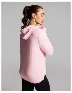 Rockwear Activate Brushed Hooded Long Sleeve Top in Rose Quartz