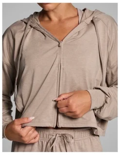 Rockwear Balance Relaxed Cropped Hoodie in Latte Marle