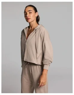 Rockwear Balance Relaxed Cropped Hoodie in Latte Marle