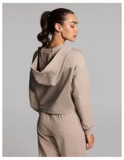 Rockwear Balance Relaxed Cropped Hoodie in Latte Marle