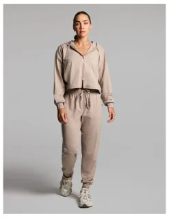 Rockwear Balance Relaxed Cropped Hoodie in Latte Marle