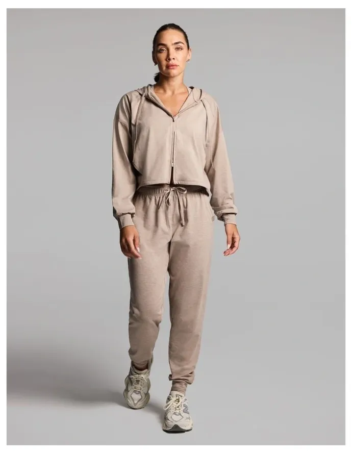 Rockwear Balance Relaxed Cropped Hoodie in Latte Marle