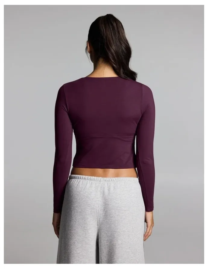 Rockwear Base One Cross Front Long Sleeve Top Cherry Cola