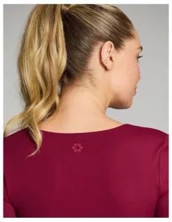 Rockwear Base One Square Neck Crop Long Sleeve Ruby in Red