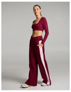 Rockwear Base One Square Neck Crop Long Sleeve Ruby in Red