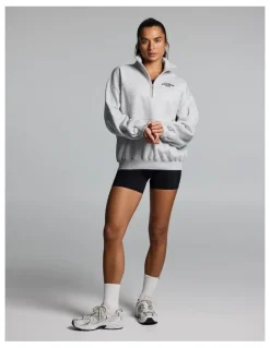 Rockwear Cosy Fleece Longline 1/2 Zip Mid Grey Marle