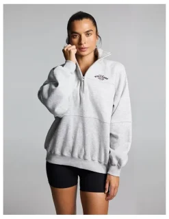 Rockwear Cosy Fleece Longline 1/2 Zip Mid Grey Marle