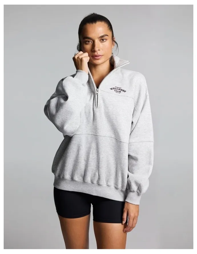 Rockwear Cosy Fleece Longline 1/2 Zip Mid Grey Marle