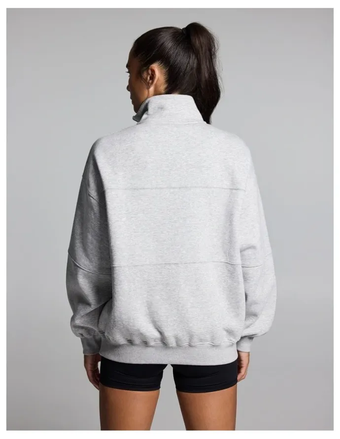 Rockwear Cosy Fleece Longline 1/2 Zip Mid Grey Marle
