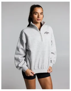 Rockwear Cosy Fleece Longline 1/2 Zip Mid Grey Marle