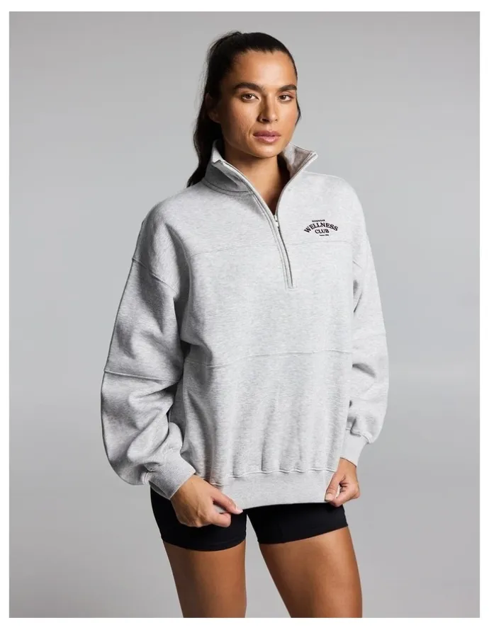 Rockwear Cosy Fleece Longline 1/2 Zip Mid Grey Marle
