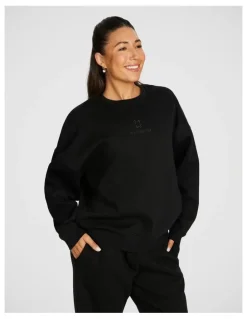 Rockwear Cosy Fleece Longline Crew Sweatshirt in Black
