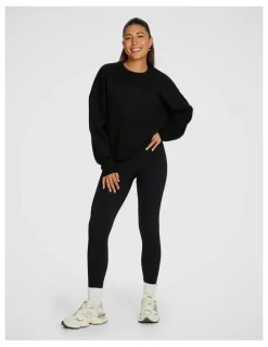 Rockwear Cosy Fleece Longline Crew Sweatshirt in Black