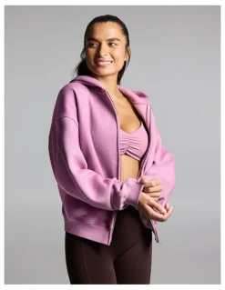 Rockwear Cosy Fleece Zip Through Hoodie Dusty Pink