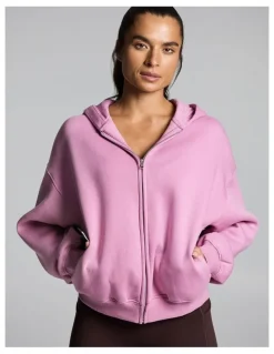Rockwear Cosy Fleece Zip Through Hoodie Dusty Pink