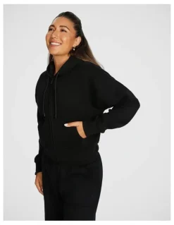 Rockwear Cosy Fleece Zip Through Hoodie in Black
