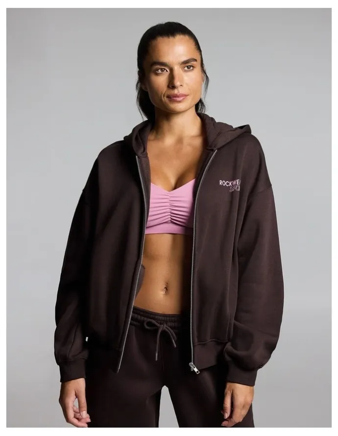 Rockwear Cosy Fleece Zip Through Hoodie Cocoa