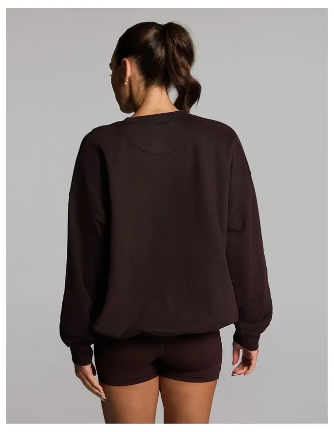 Rockwear Cotton Fleece Crew Neck Sweat Top in Cocoa