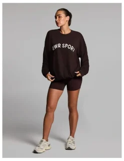 Rockwear Cotton Fleece Crew Neck Sweat Top in Cocoa