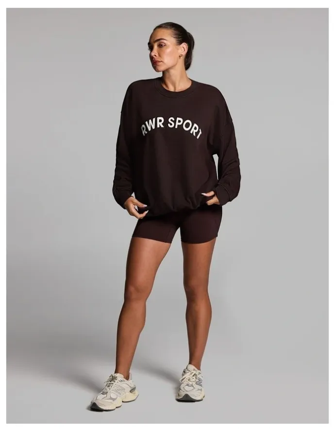 Rockwear Cotton Fleece Crew Neck Sweat Top in Cocoa