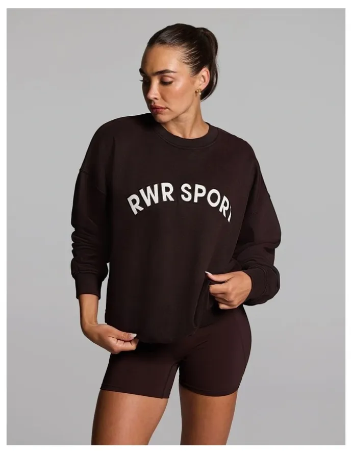 Rockwear Cotton Fleece Crew Neck Sweat Top in Cocoa