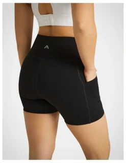 Rockwear Elevate Mid Thigh Pocket Tight Shorts in Black