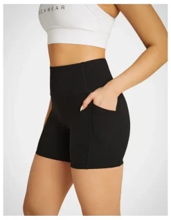 Rockwear Elevate Mid Thigh Pocket Tight Shorts in Black
