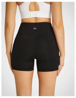 Rockwear Elevate Mid Thigh Pocket Tight Shorts in Black