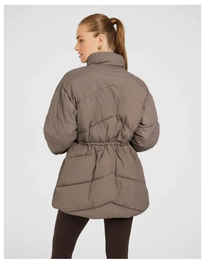 Rockwear Longline Puffer Jacket in Brown