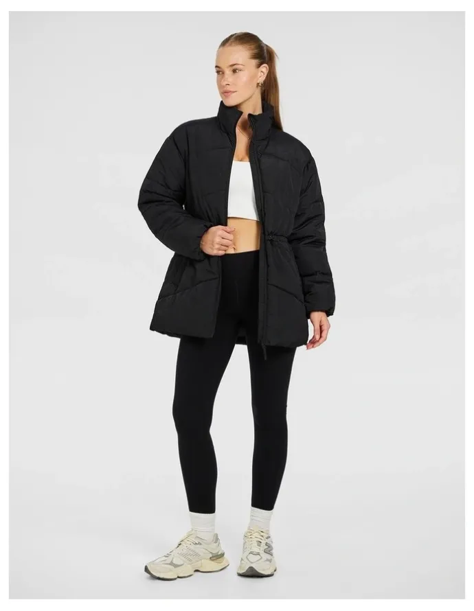 Rockwear Longline Puffer Jacket in Black