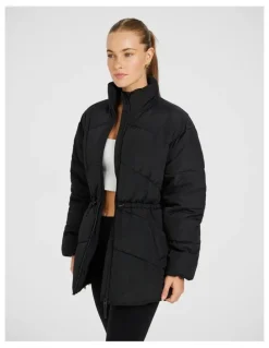 Rockwear Longline Puffer Jacket in Black