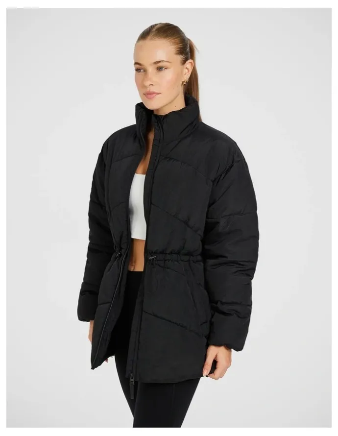 Rockwear Longline Puffer Jacket in Black