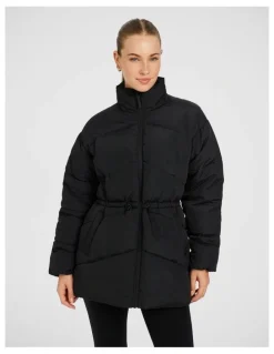 Rockwear Longline Puffer Jacket in Black