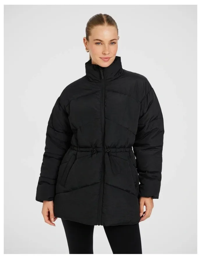 Rockwear Longline Puffer Jacket in Black