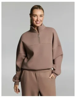 Rockwear Luxe Fleece Half Zip Coffee