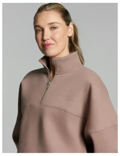 Rockwear Luxe Fleece Half Zip Coffee