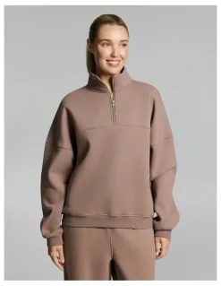 Rockwear Luxe Fleece Half Zip Coffee