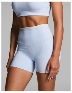 Rockwear No Front Seam Blocked Mid Thigh Bike Shorts Light Sky Blue