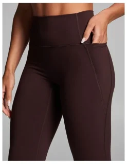 Rockwear No Front Seam Pocket Ankle Grazer Tights in Cocoa